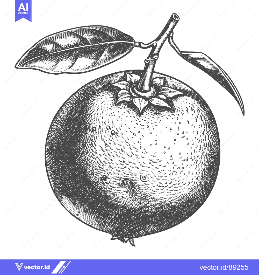 Premium Vector dari An illustration depicts a fruit with leaves attached to a branch