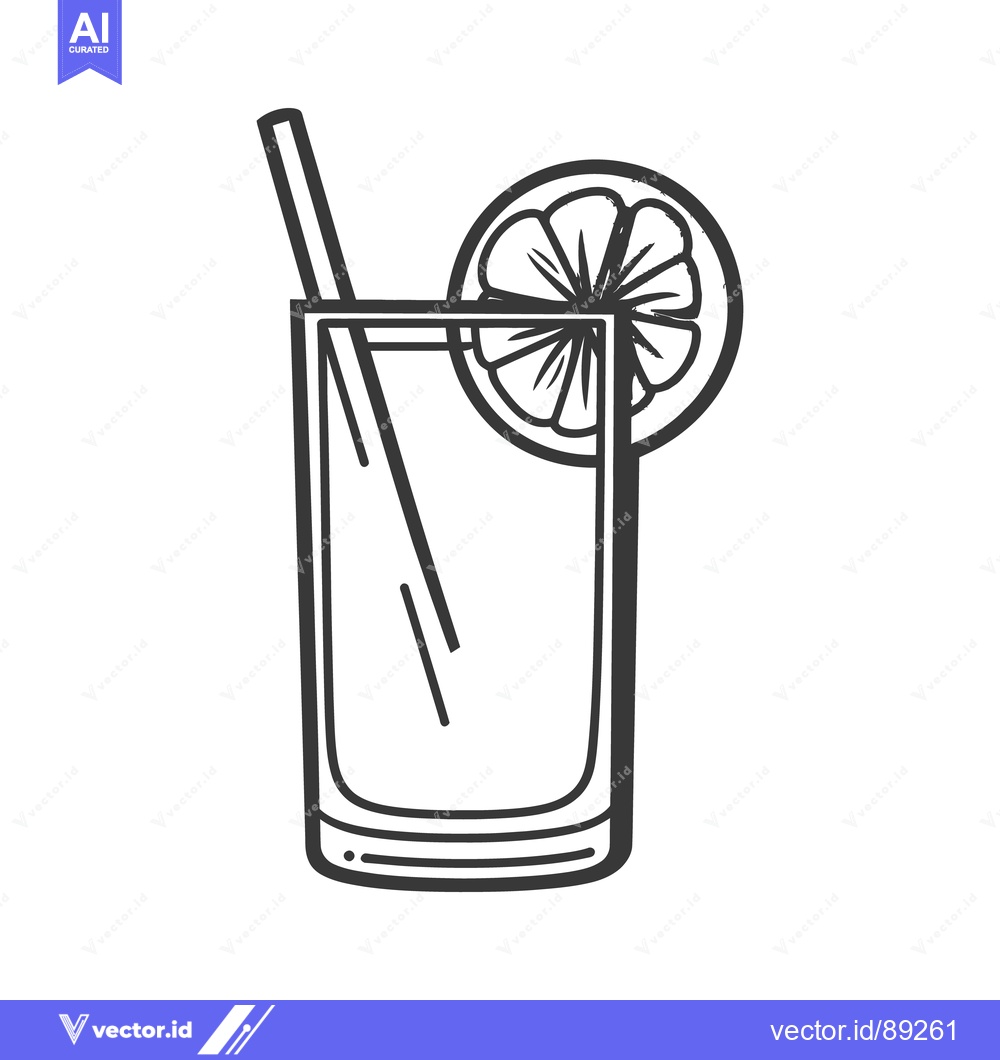 Premium Vector of A simple illustration of a tall drink with citrus and a straw