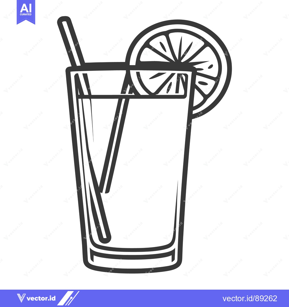 Premium Vector dari A tall glass of juice with a citrus fruit slice garnish