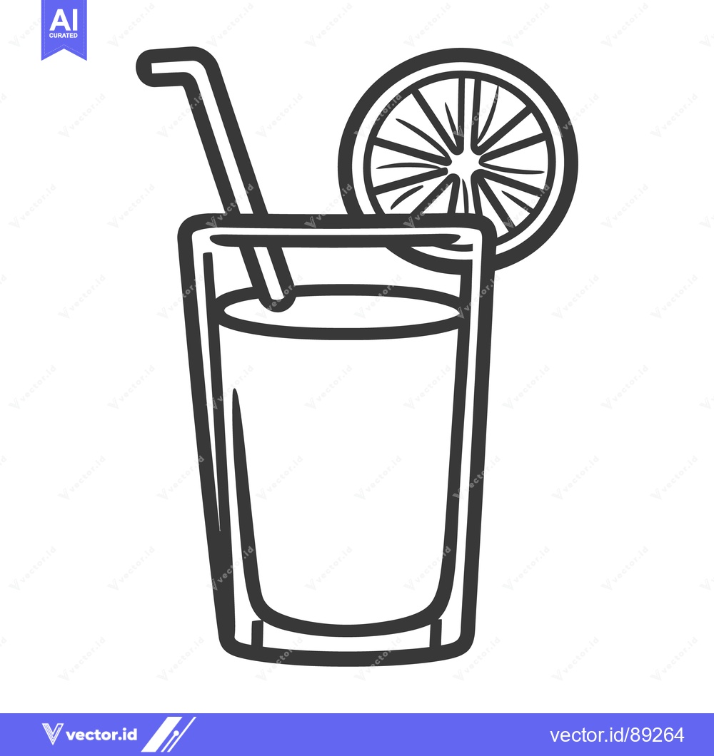 Premium Vector dari Simple illustration of a glass filled with a refreshing drink