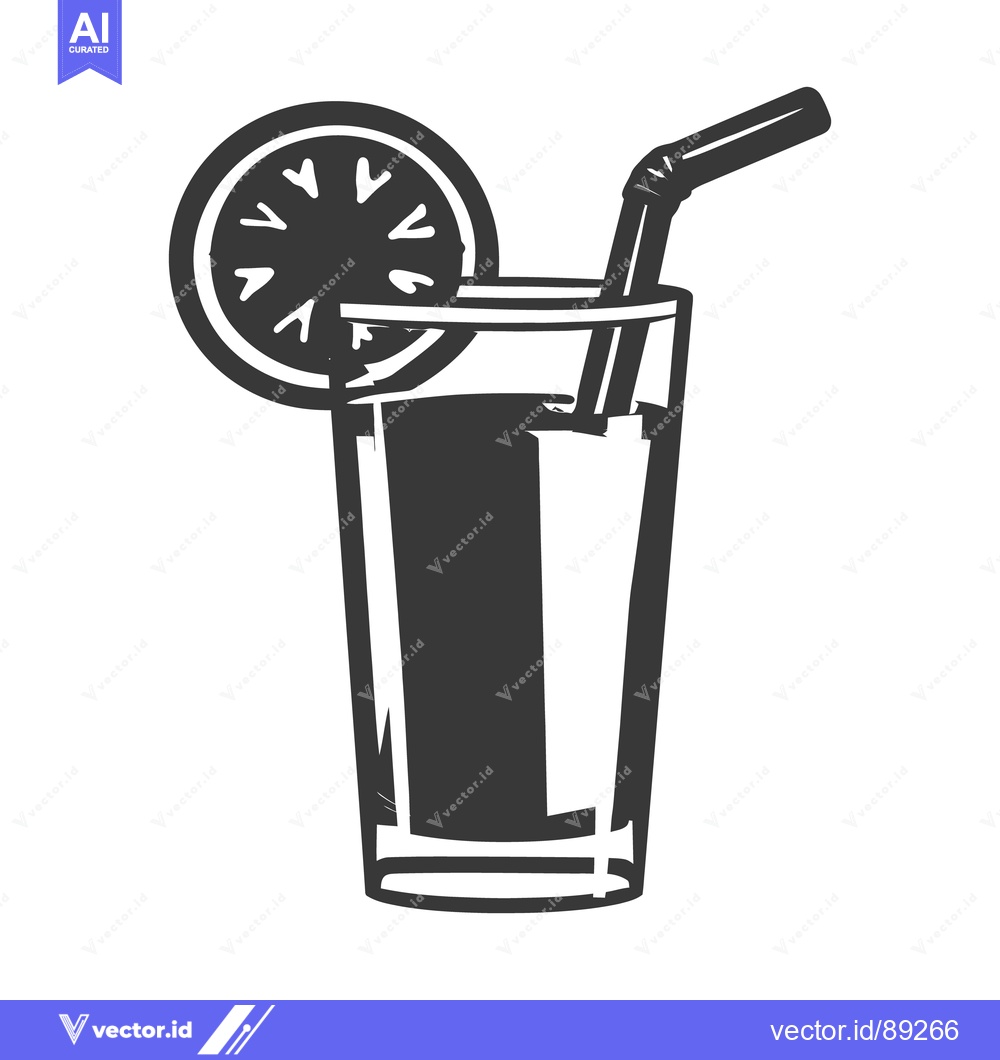 Premium Vector dari A refreshing beverage with a citrus slice and a straw
