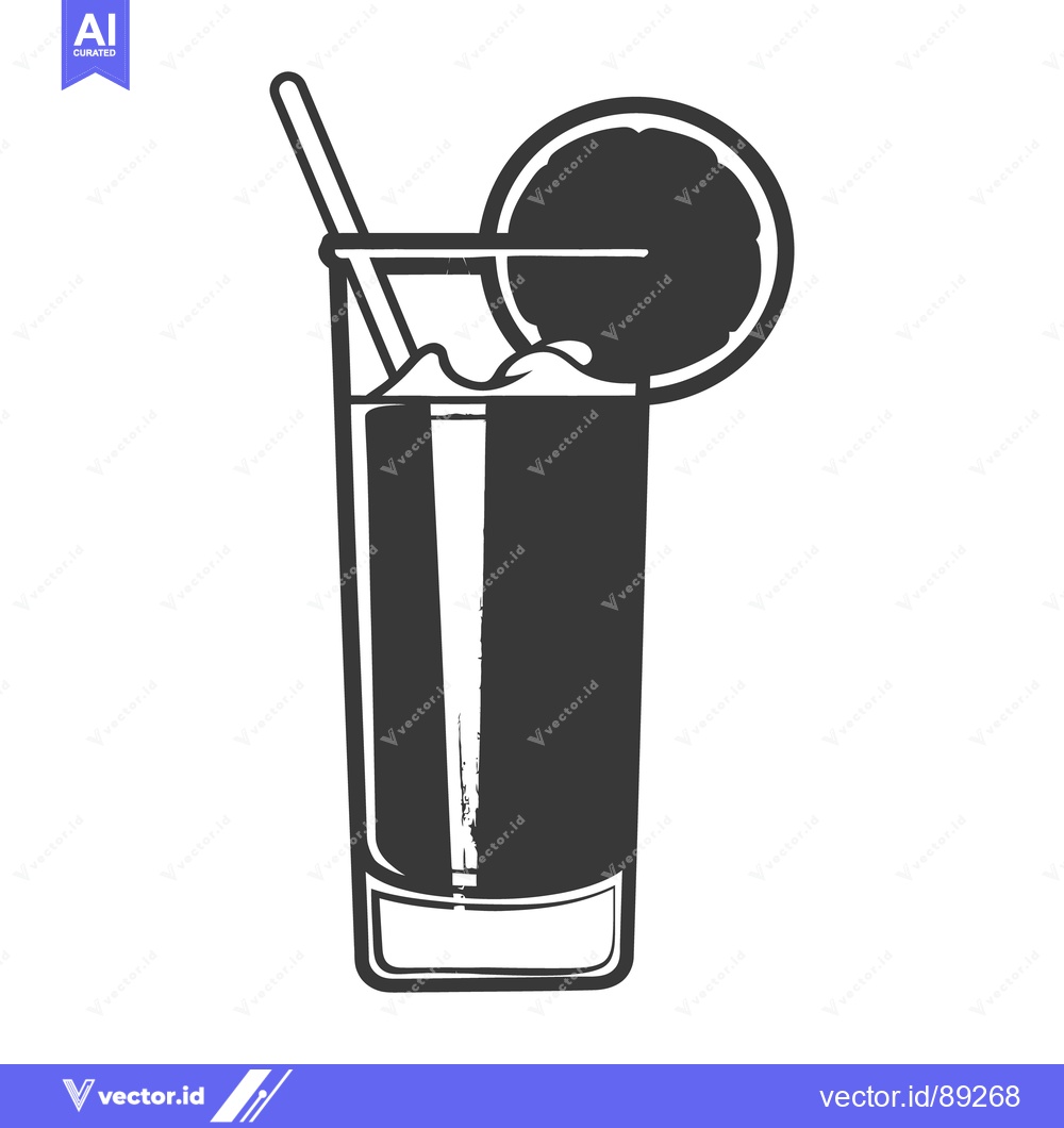 Premium Vector dari Illustration depicts a refreshing drink with a straw and garnish slice