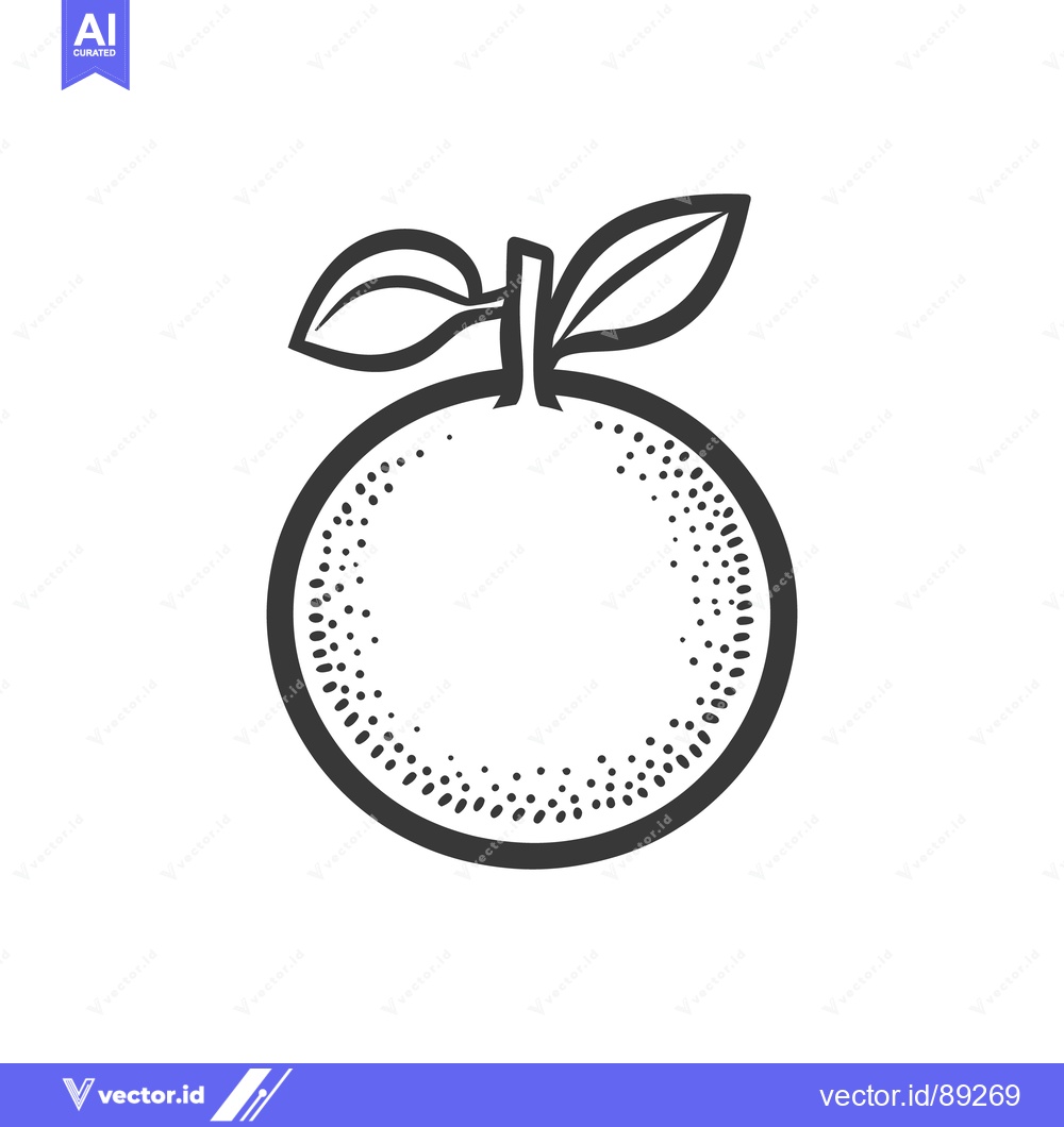 Premium Vector of A simple line drawing illustration of a citrus fruit with leaves