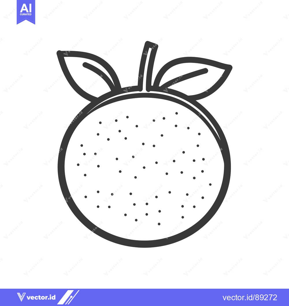 Premium Vector of A simple black and white illustration of a citrus fruit with leaves