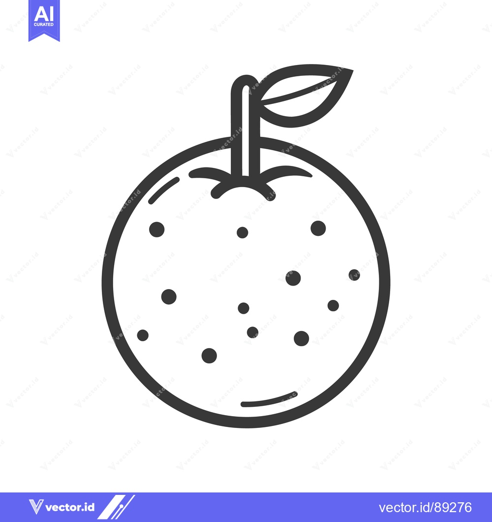 Premium Vector dari A simple black line drawing of a fresh fruit orange