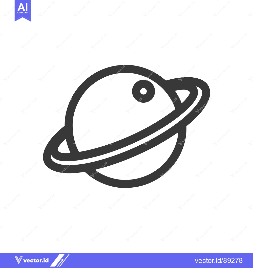 Premium Vector dari Minimalist Planet Icon with Ring, Simple Black and White Design