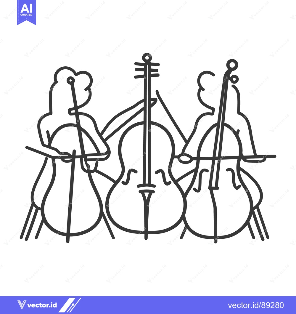 Premium Vector dari Line illustration depicting three musicians playing cello instruments