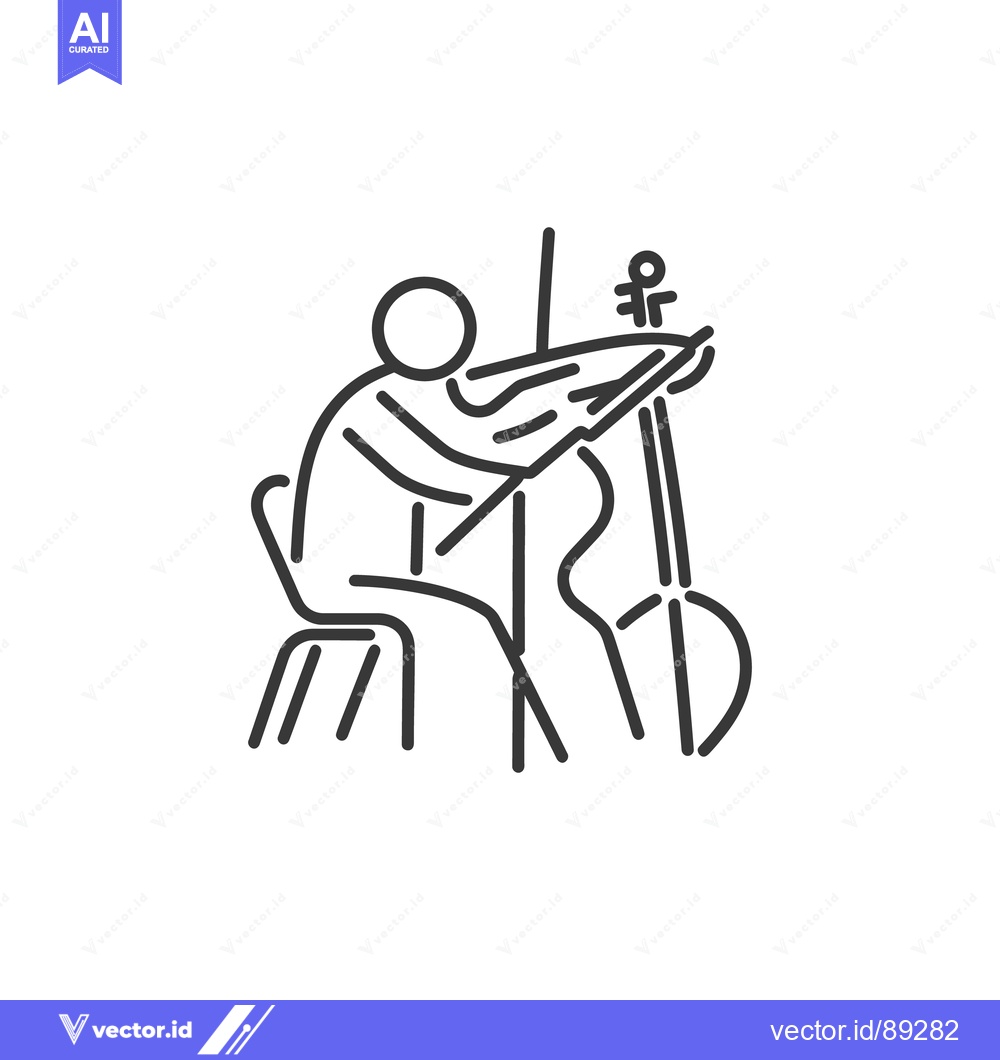 Premium Vector dari A minimalist line drawing of a musician playing a cello