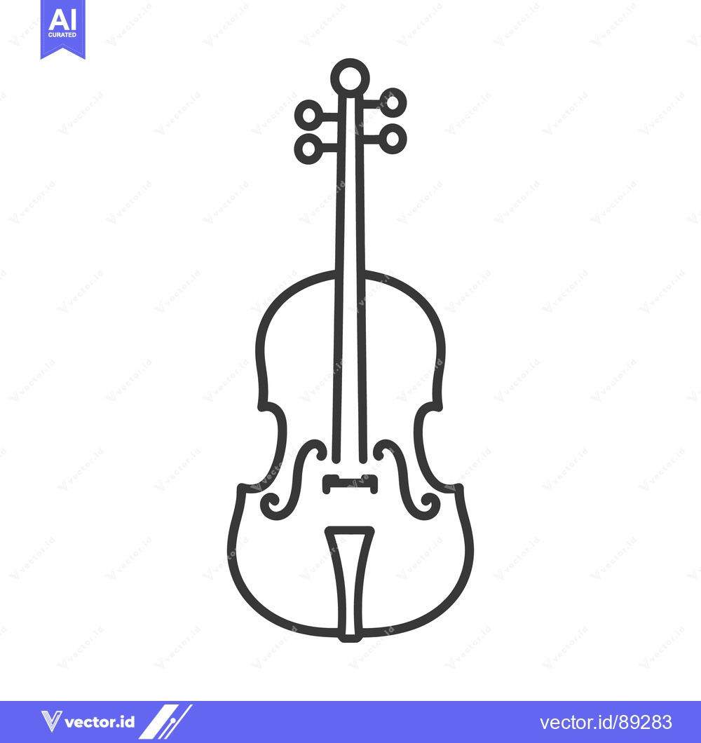 Premium Vector dari A simple black and white line drawing of a violin instrument