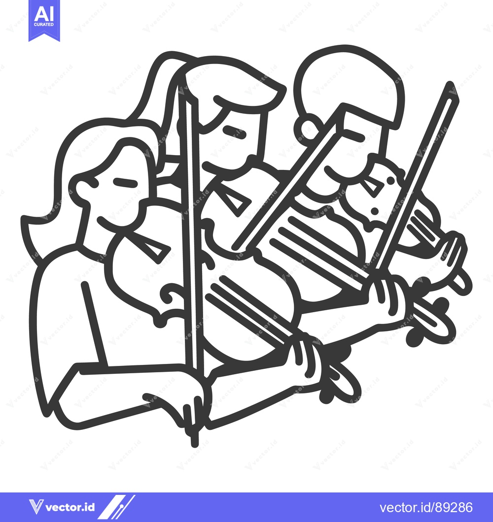 Premium Vector of Three musicians playing violins together in an artistic black line dra
