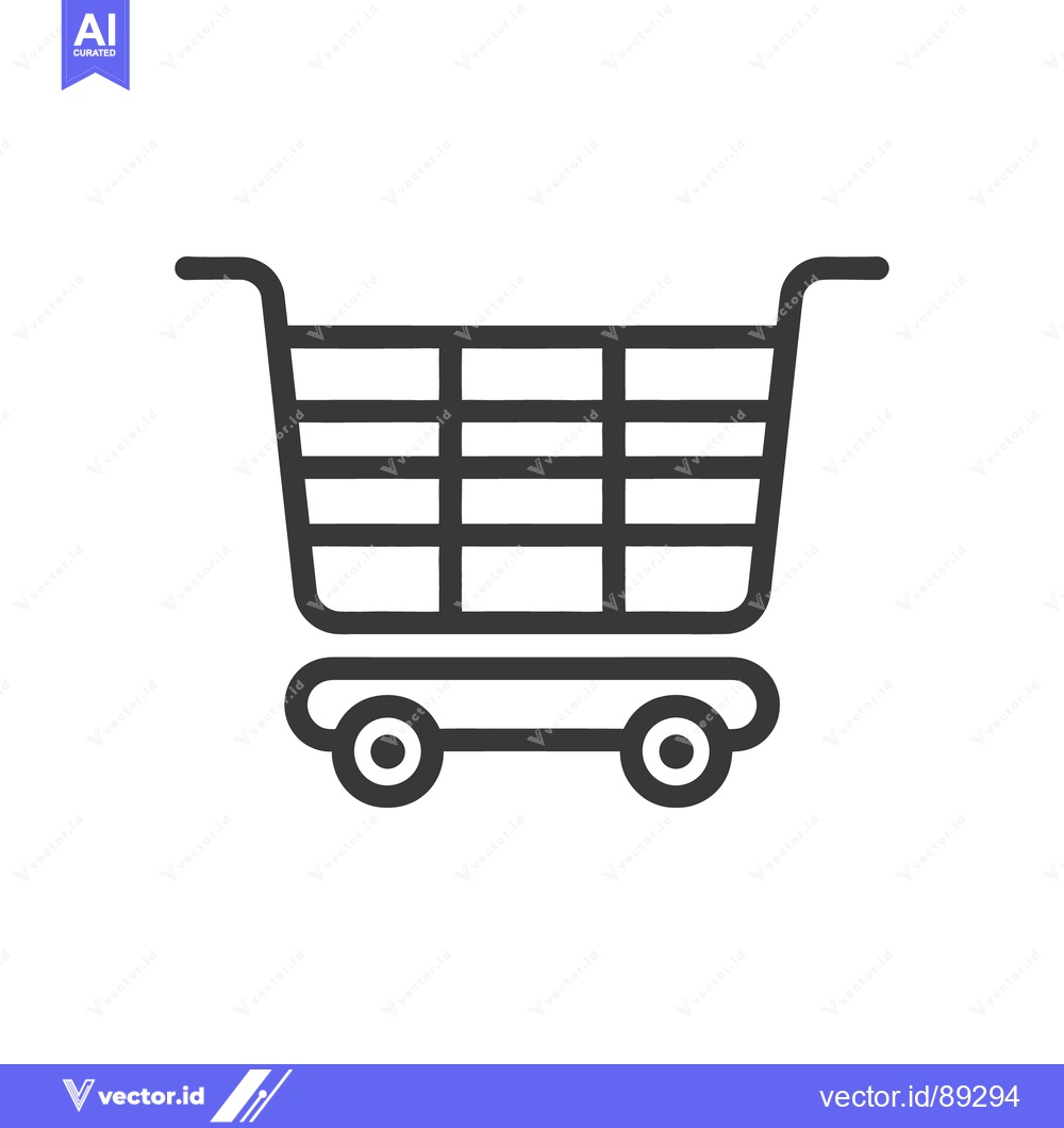Premium Vector of The simple black and white outline of a shopping cart is shown