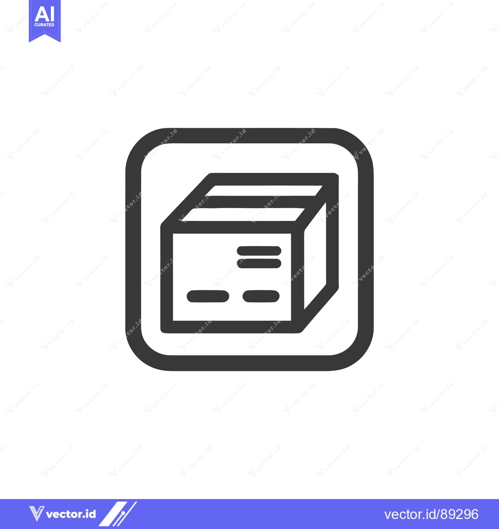 Premium Vector dari Minimalist Box Icon: Rounded Square Frame, Shipping Package Symbol