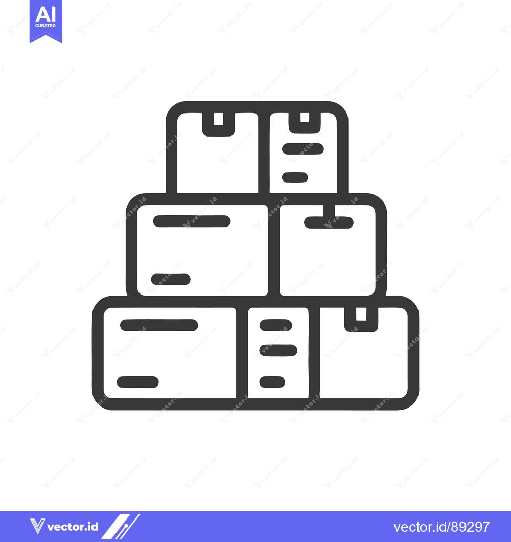 Premium Vector of Stacked Shipping Boxes Icon: Minimalist Line Art Illustration