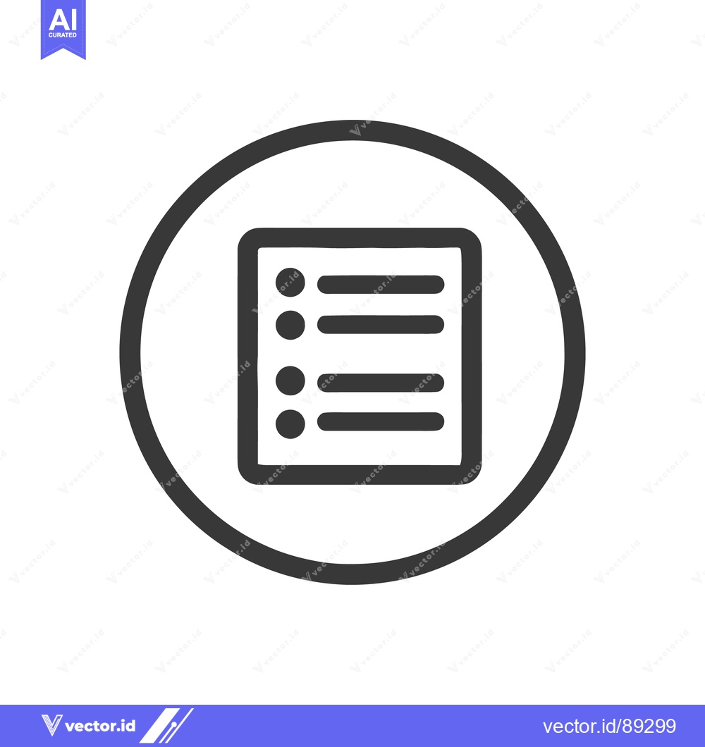 Premium Vector dari List Icon in Circle, Dark Gray on White Background, Simple Design