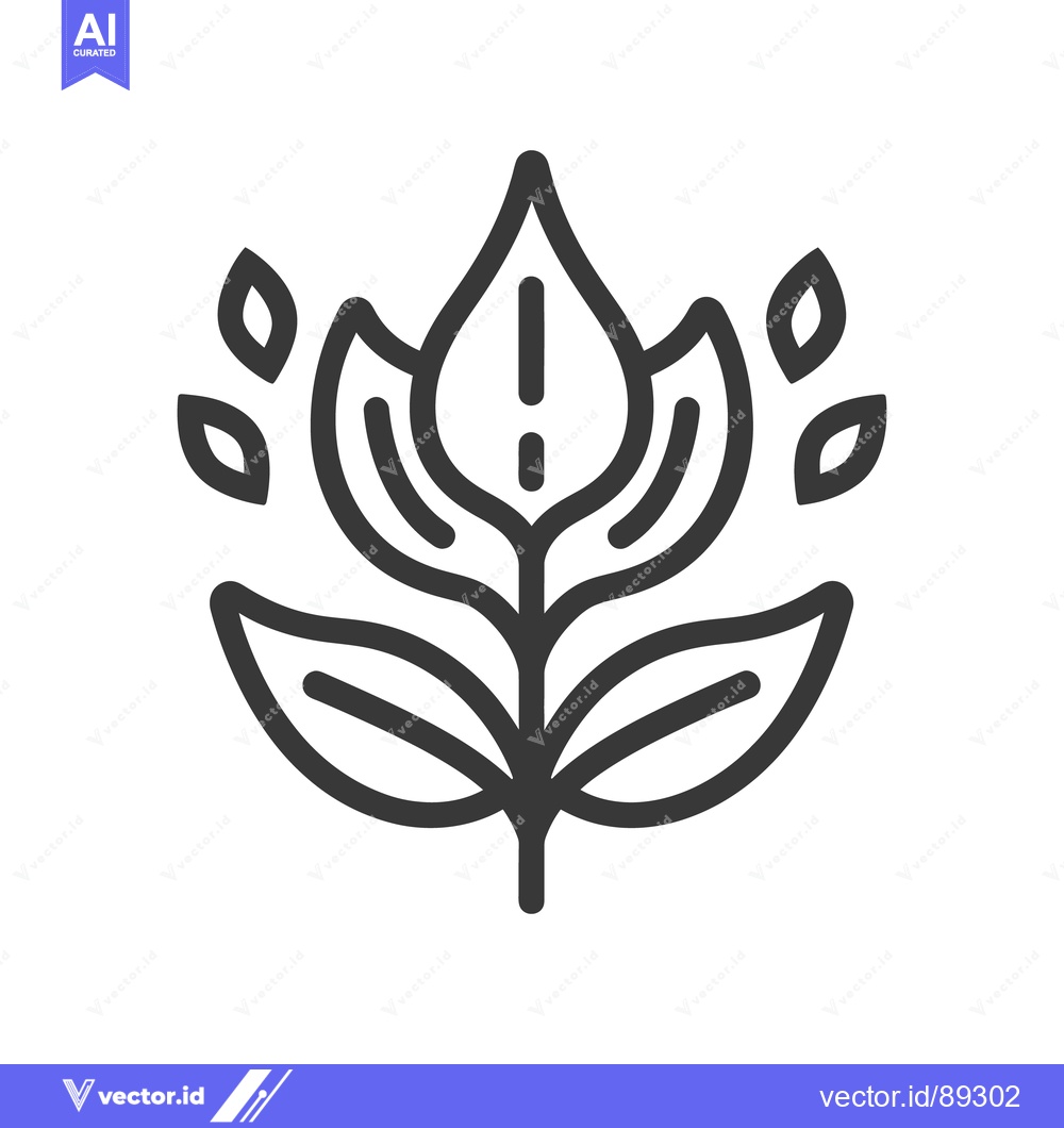 Premium Vector dari A stylized black and white illustration of a flowering plant