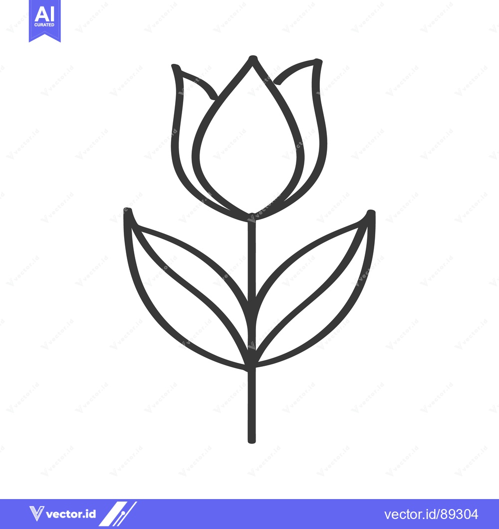 Premium Vector of A Simple Black Outlined Tulip Depicted On A White Background