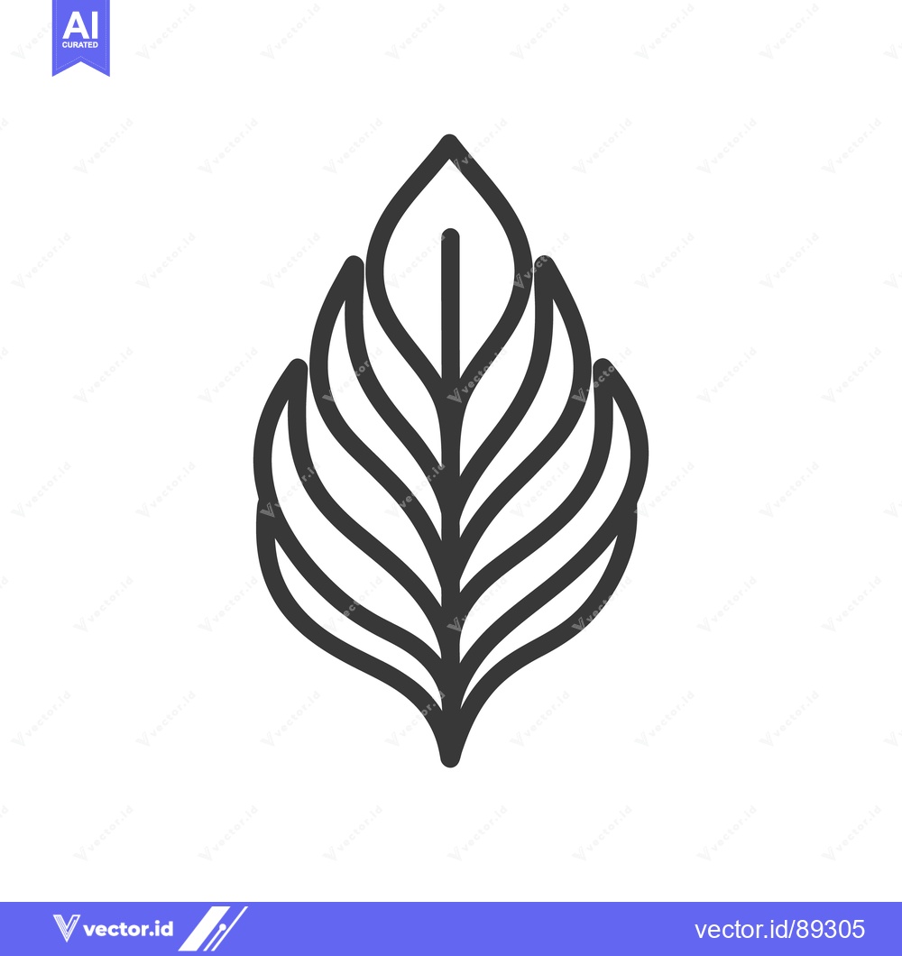 Premium Vector dari A simplified monochrome illustration of a symmetrical leaf shape