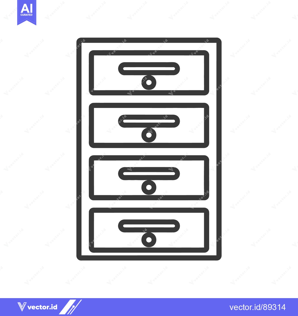 Premium Vector dari A four drawer cabinet graphic illustrated with bold black lines