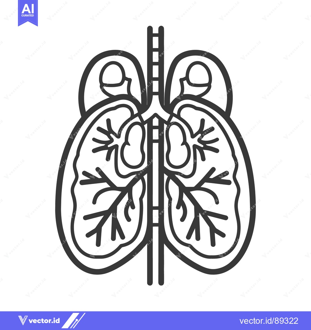 Premium Vector dari A simple black and white illustration depicting the human respiratory