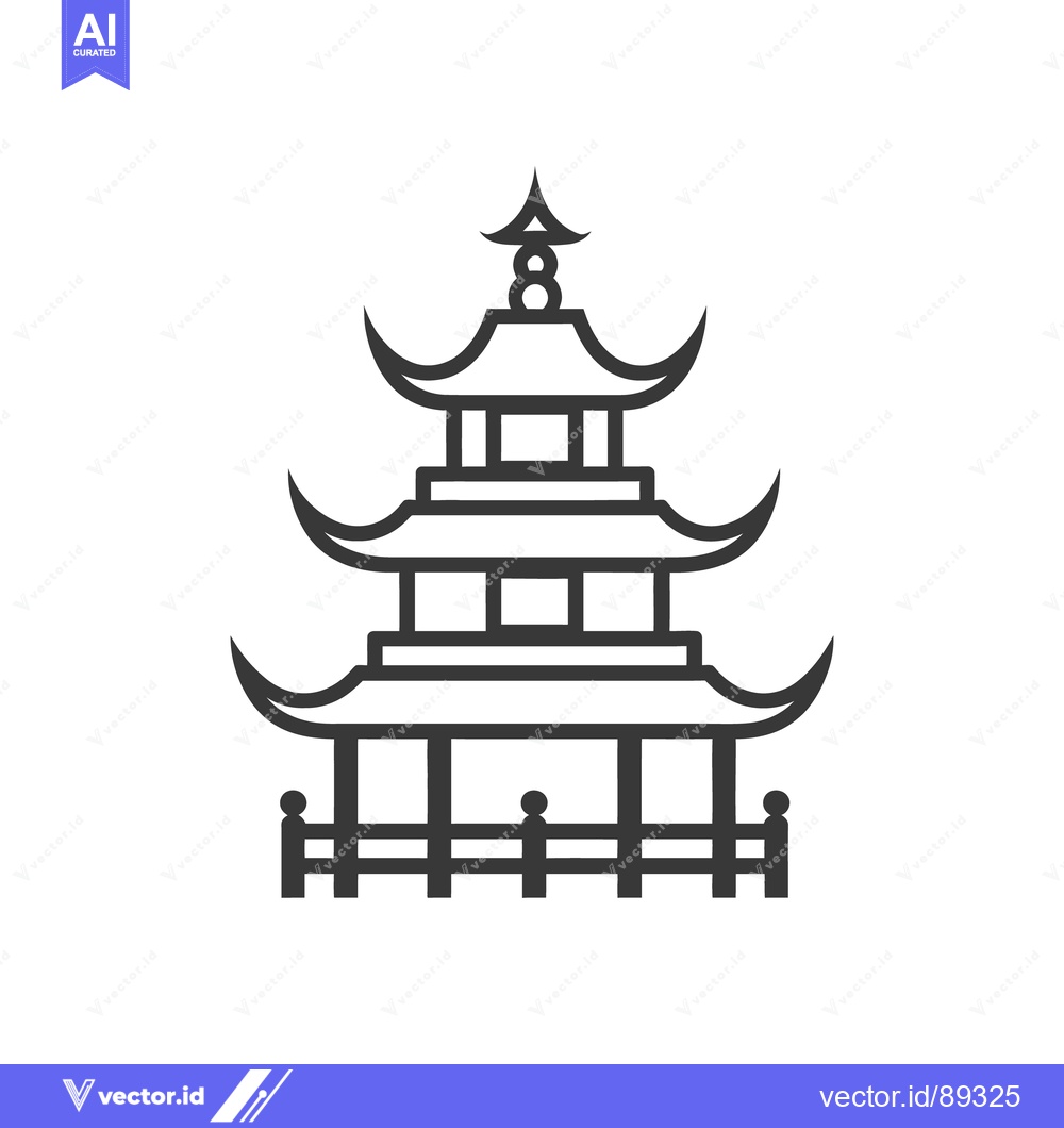 Premium Vector dari A graphic line drawing of a multi tiered pagoda structure
