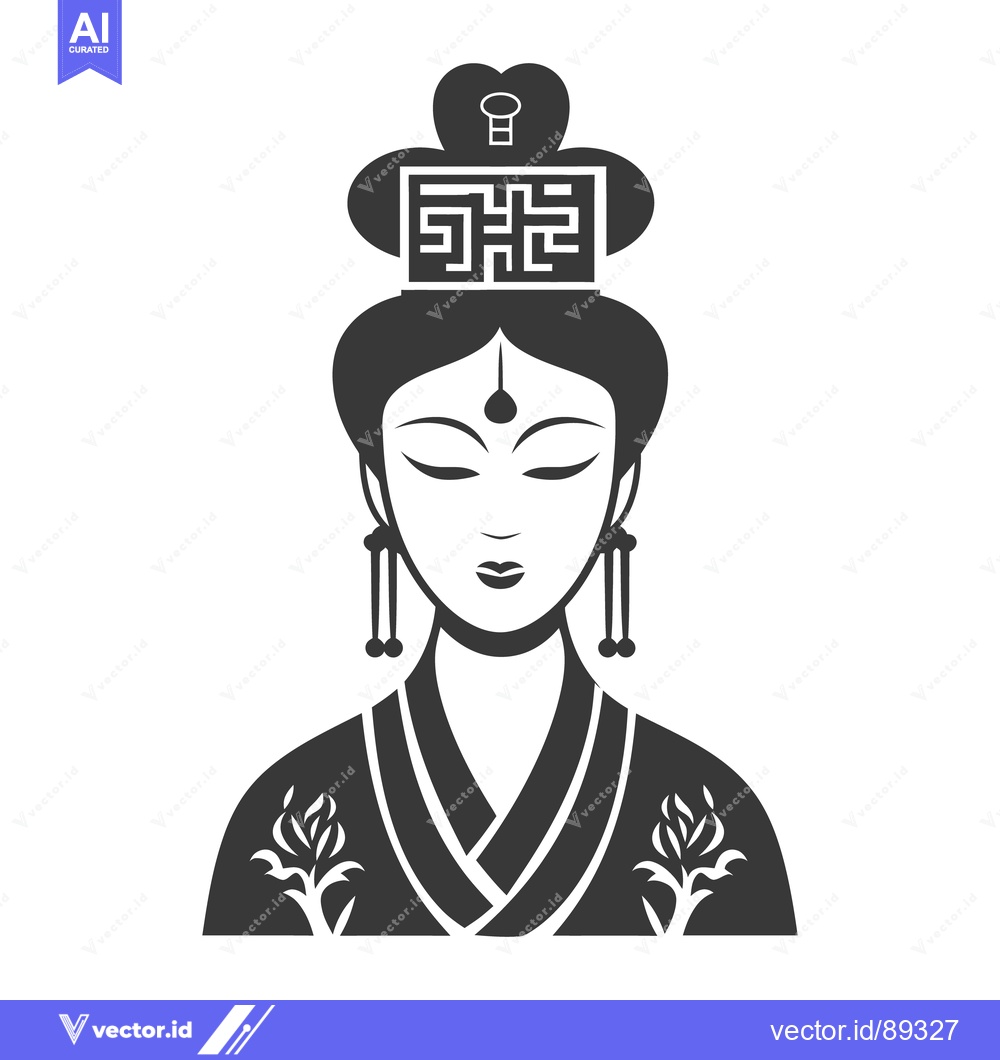 Premium Vector of A serene portrait depicts a woman in traditional historical attire
