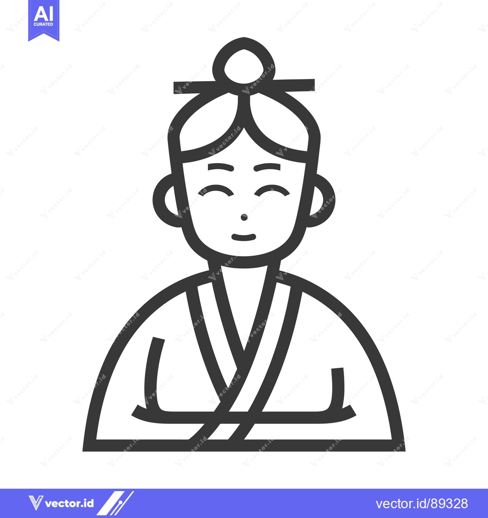 Premium Vector dari A smiling person wearing traditional asian attire with a hairstyle
