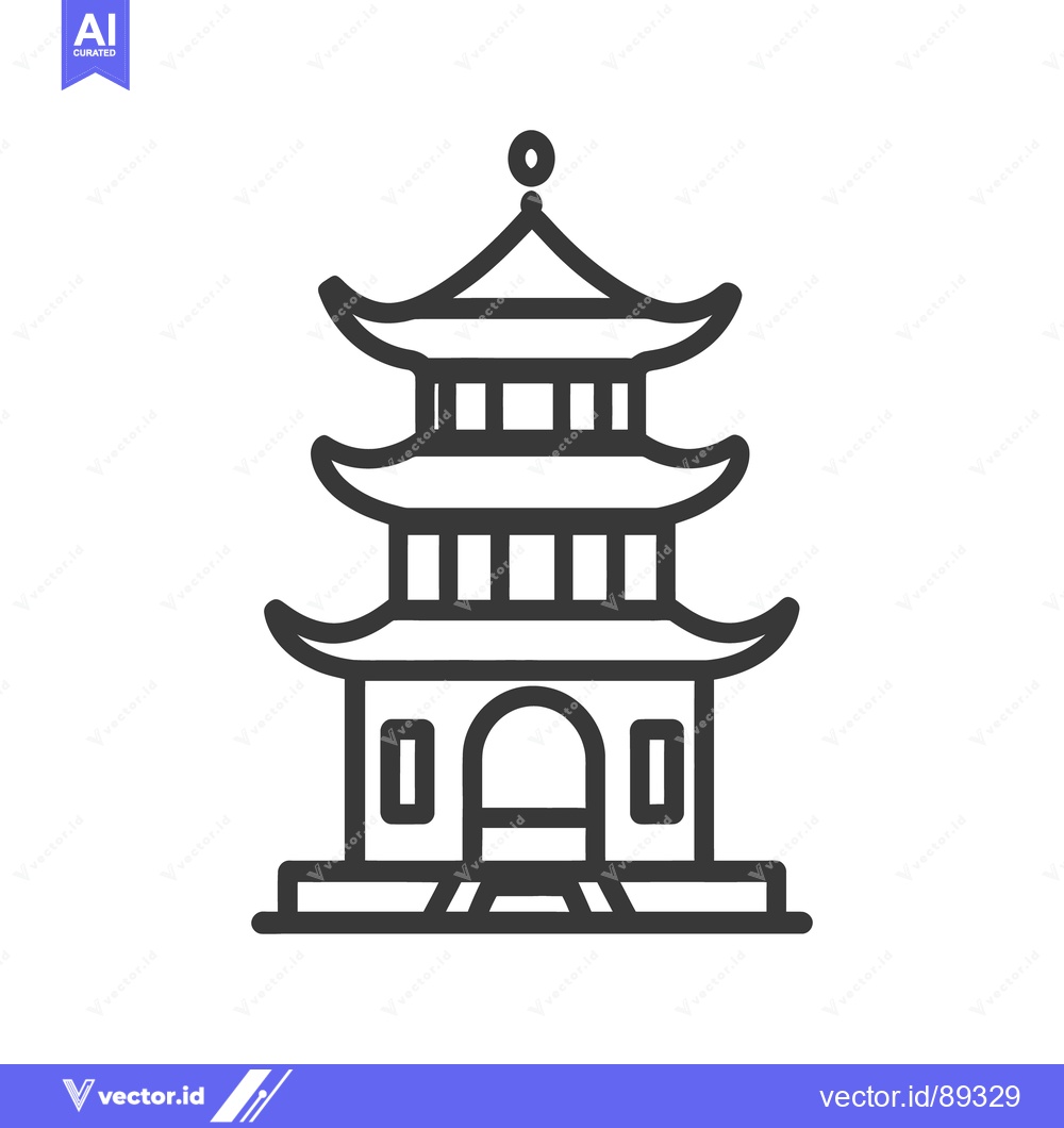 Premium Vector of A detailed illustration depicts an oriental style pagoda in a simple d