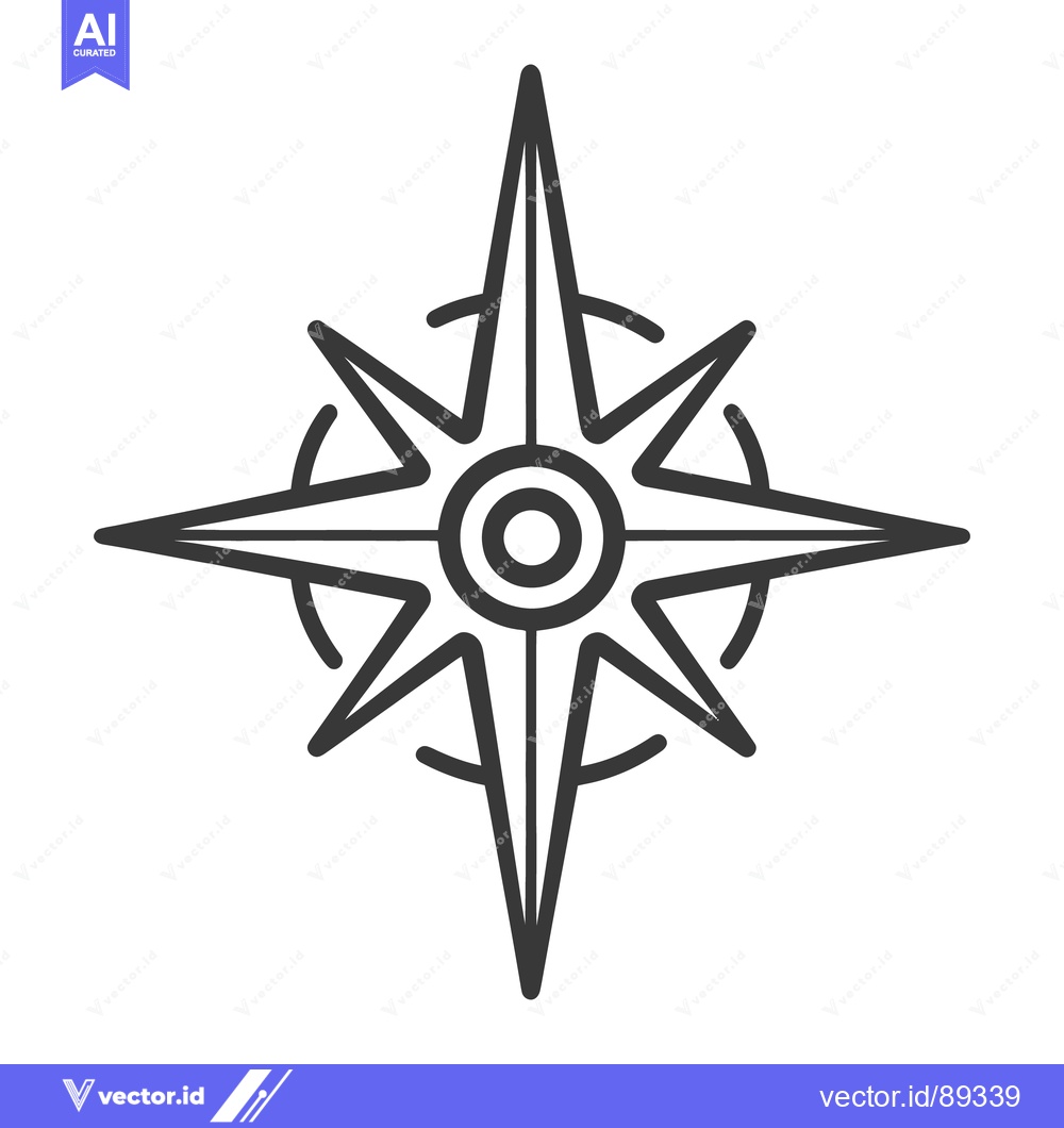 Premium Vector of A symmetrical graphic featuring a stylized compass rose design