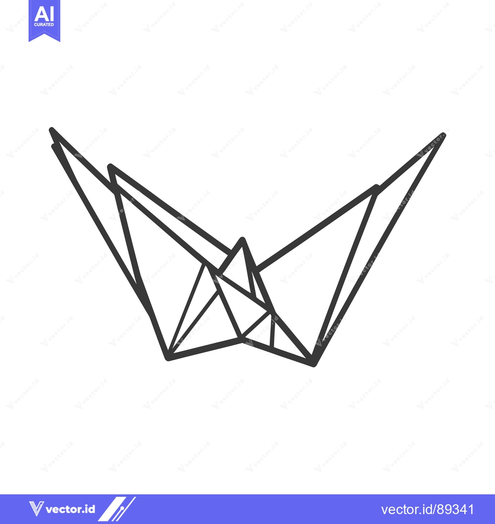 Premium Vector of A minimalist black line drawing of a stylized origami crane
