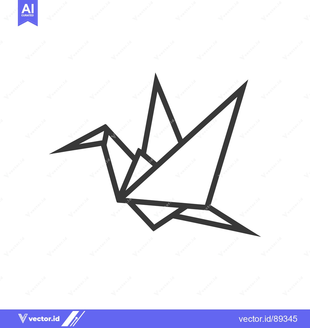 Premium Vector dari A minimalist illustration depicts a stylized origami crane flying grac
