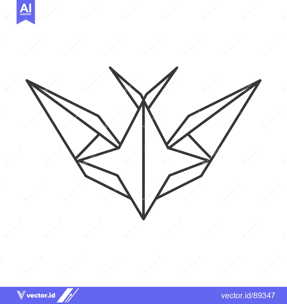Premium Vector of Geometric minimalist black outline depicting a stylized paper crane de