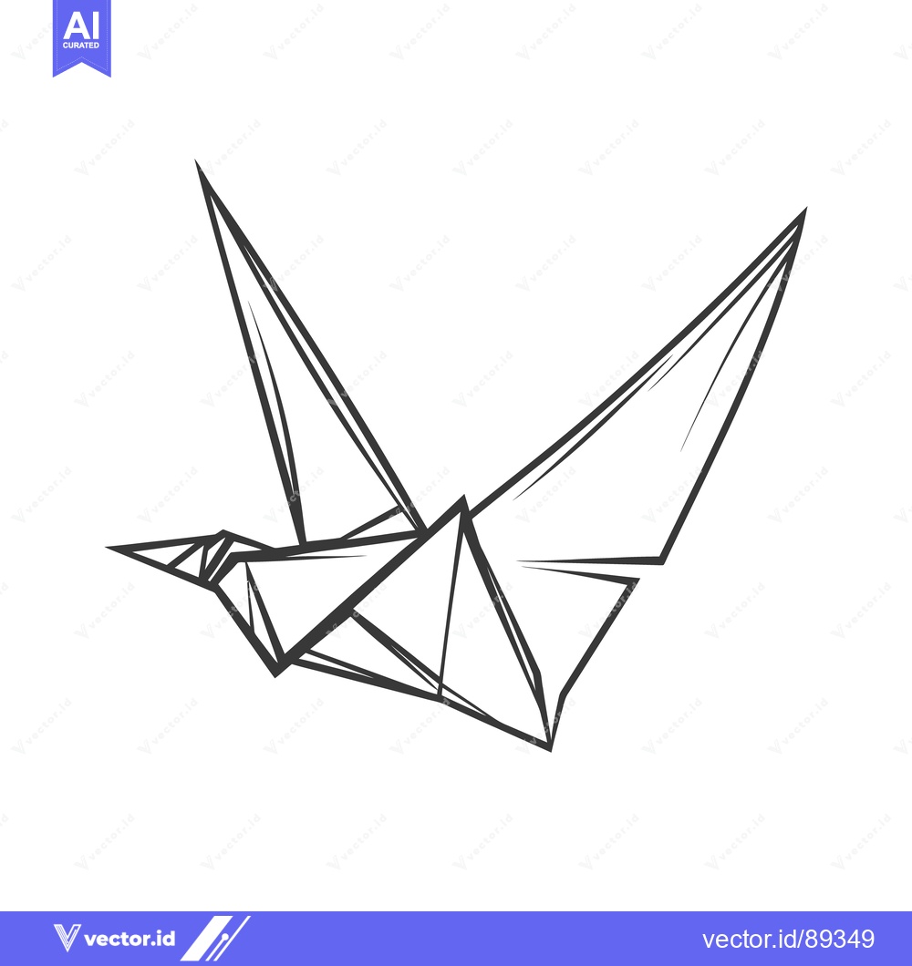 Premium Vector dari An origami paper bird shown mid flight in a simple illustrative design