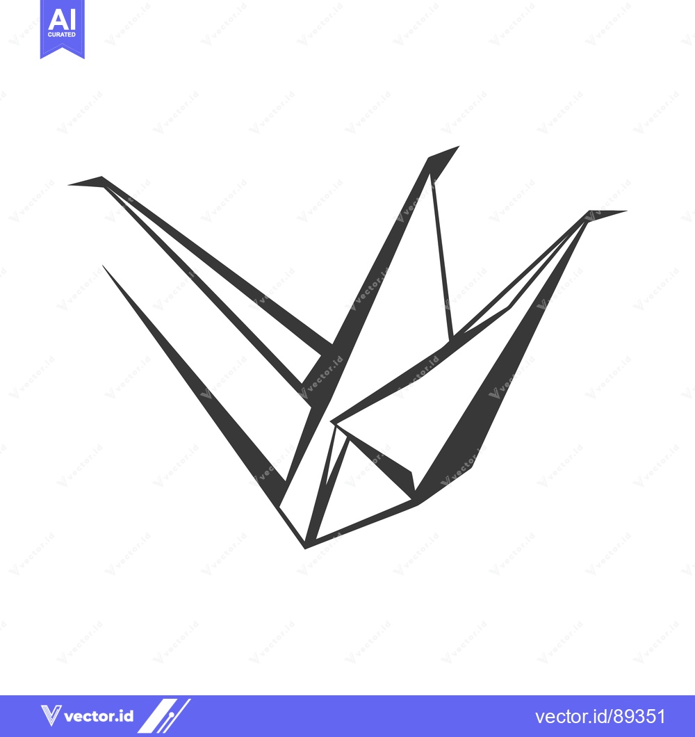 Premium Vector dari A simple flat grayscale drawing depicting a paper crane