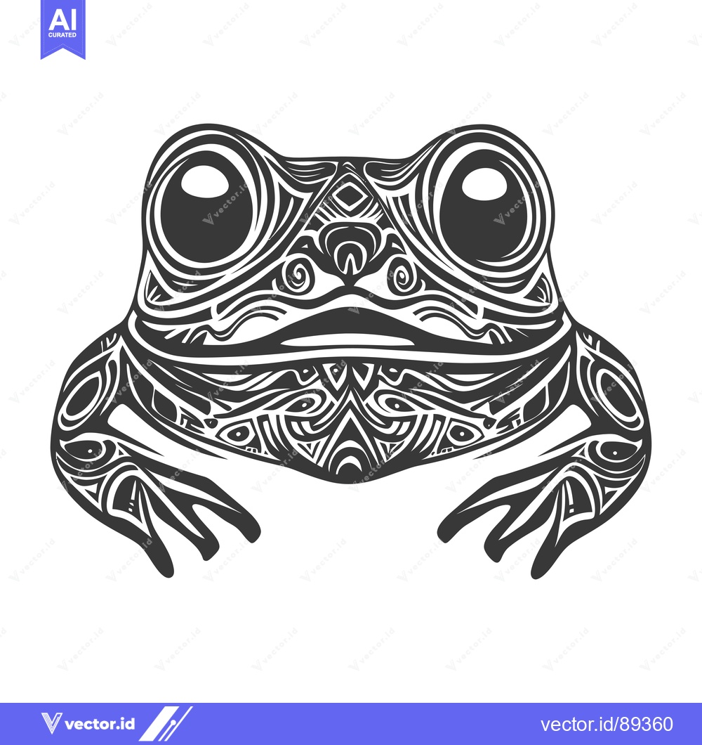 Premium Vector of Ornamental Black and White Frog Illustration
