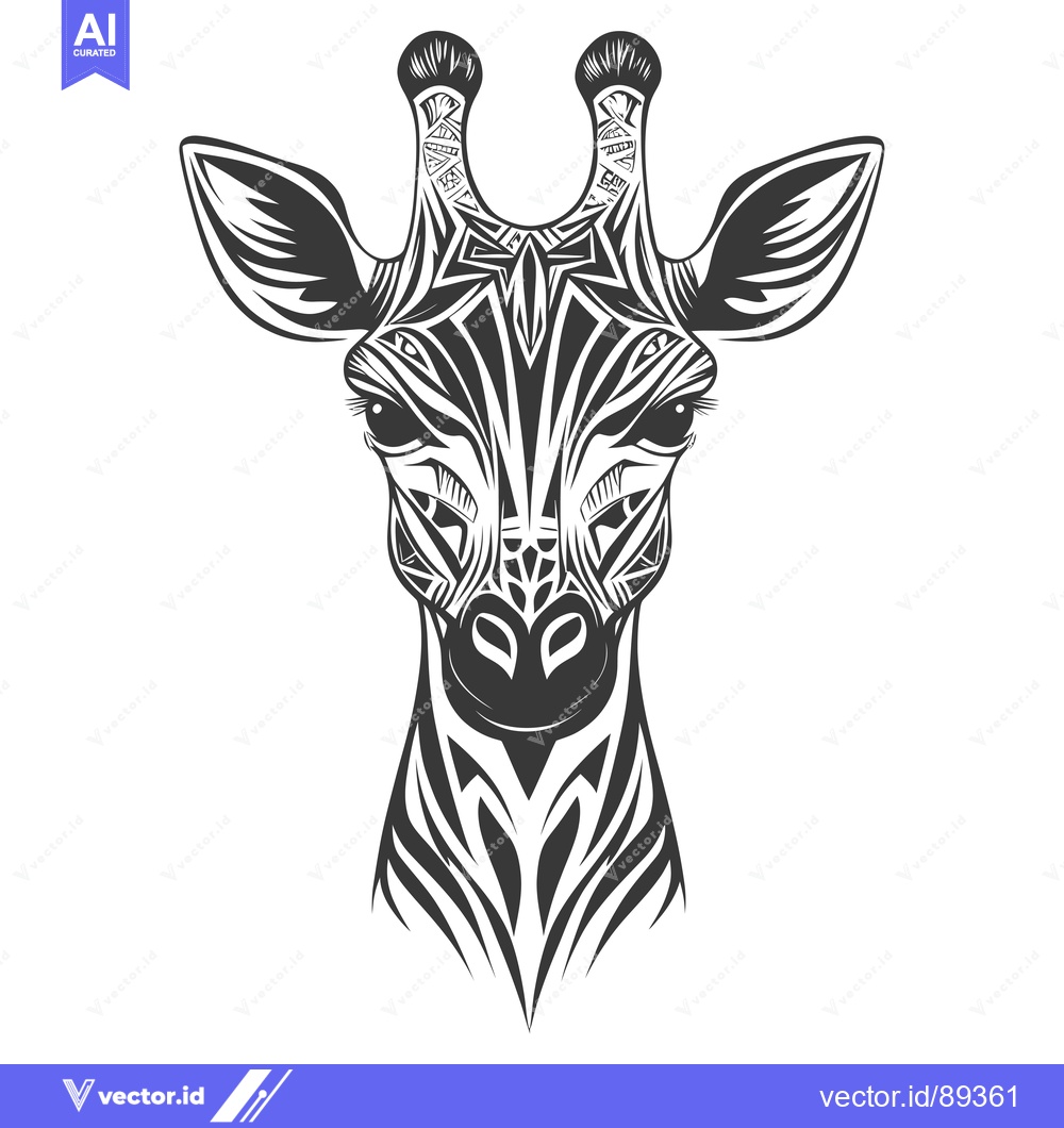 Premium Vector dari Ornamental Black and White Giraffe Head