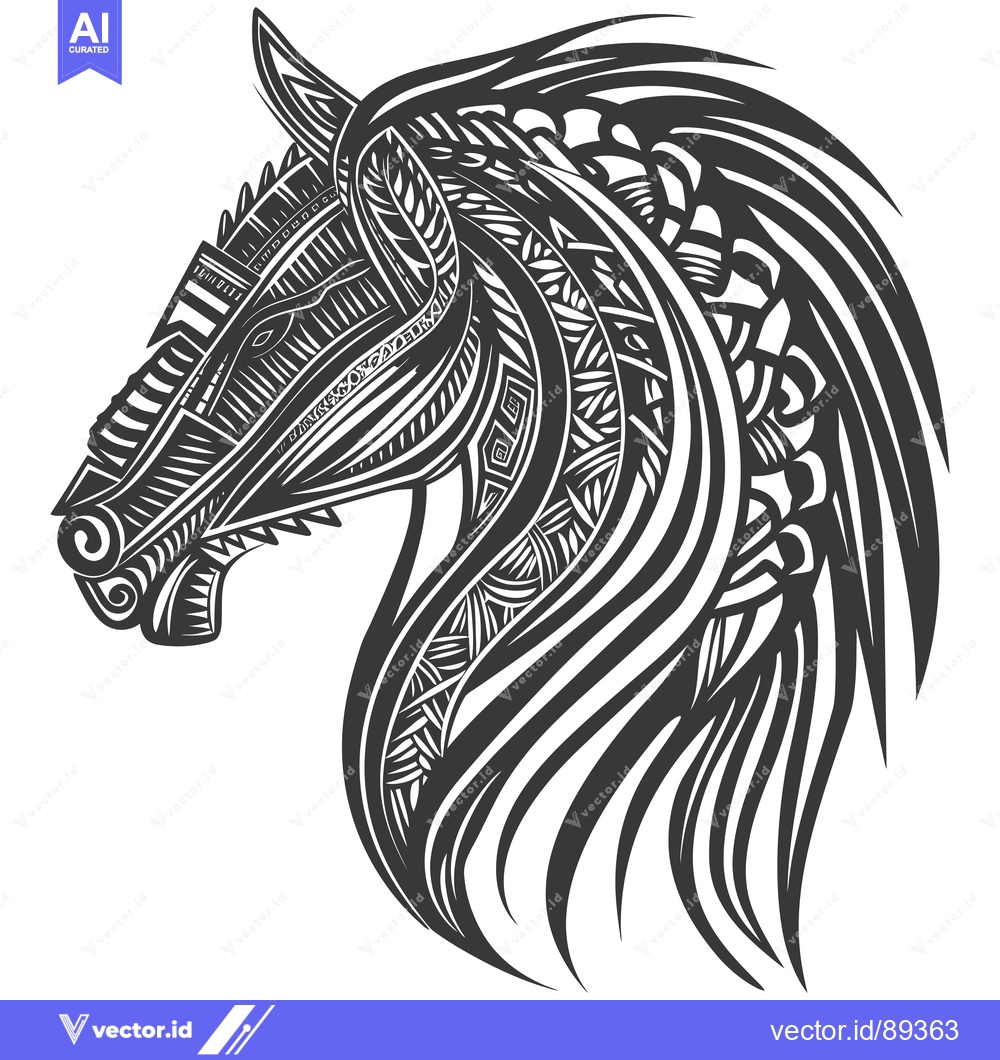 Premium Vector dari Ornamental Black and White Horse Head