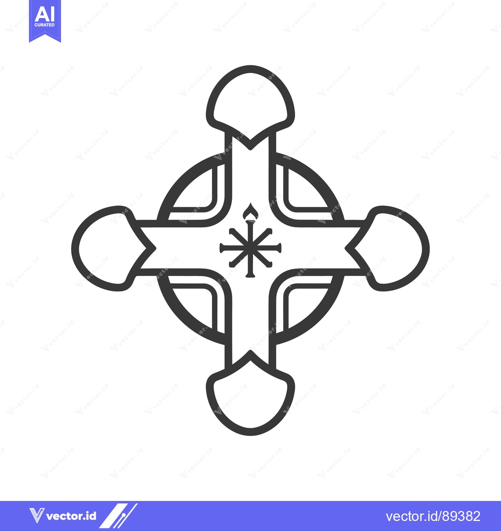 Premium Vector of Ornamental Cross with Snowflake and Circular Design