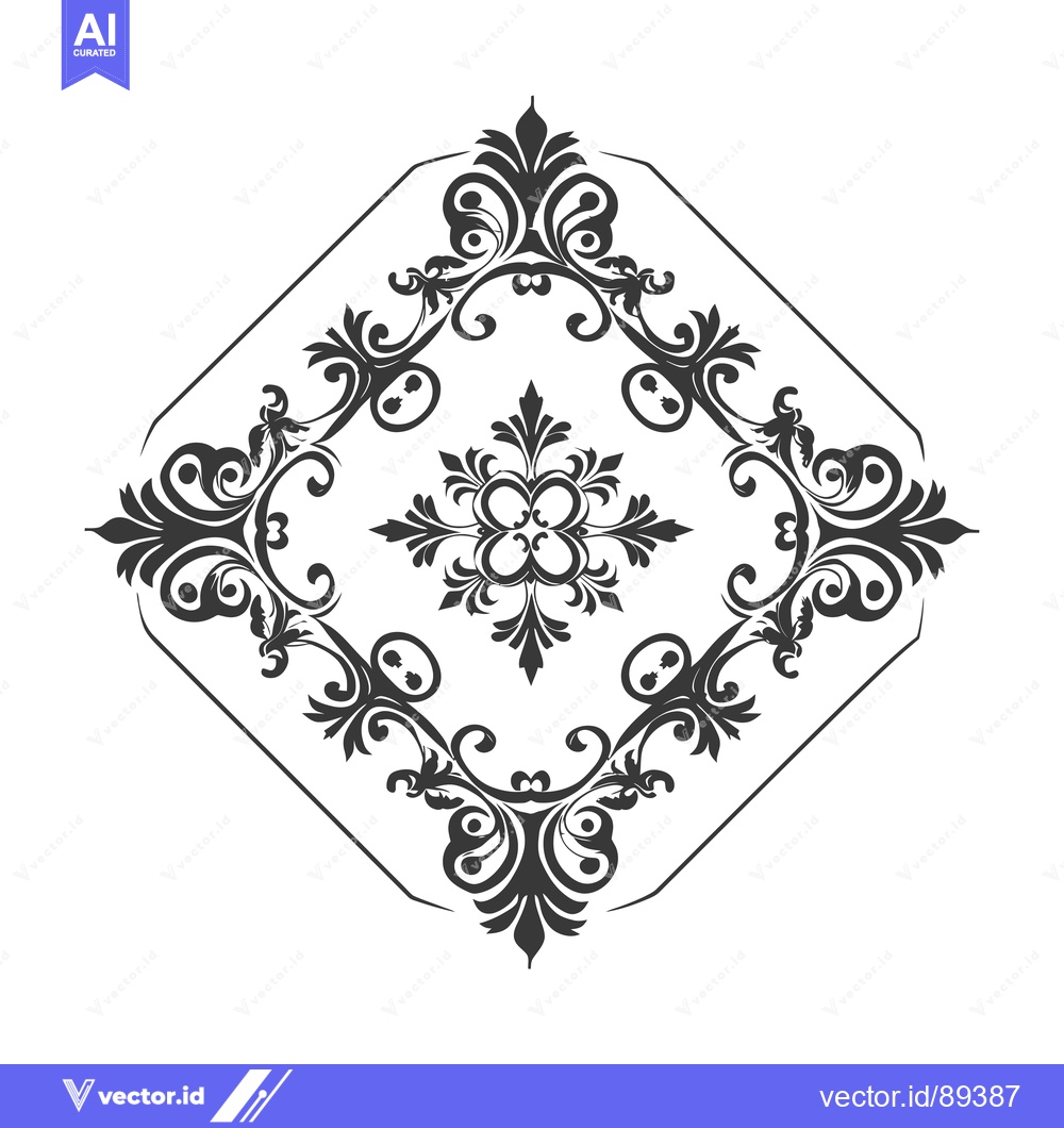 Premium Vector of Ornamental Design with a Diamond Shape and Floral Motifs