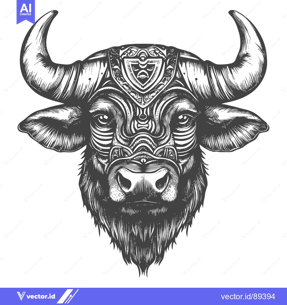 Premium Vector of Ornamental Detailed Illustration of a Bull's Head