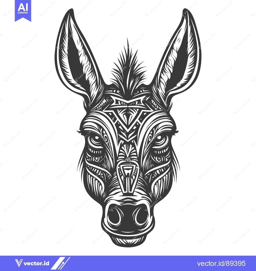 Premium Vector of Ornamental Donkey Head Illustration
