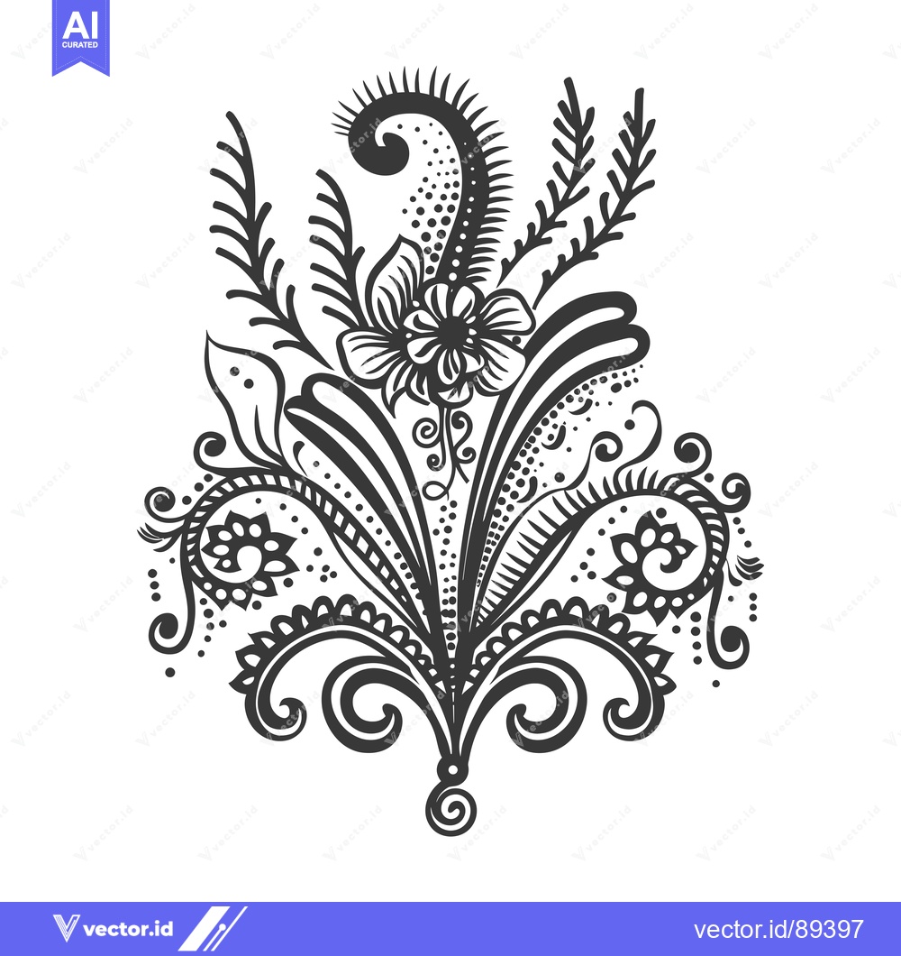 Premium Vector dari Ornamental Floral Design with Spirals and Dots