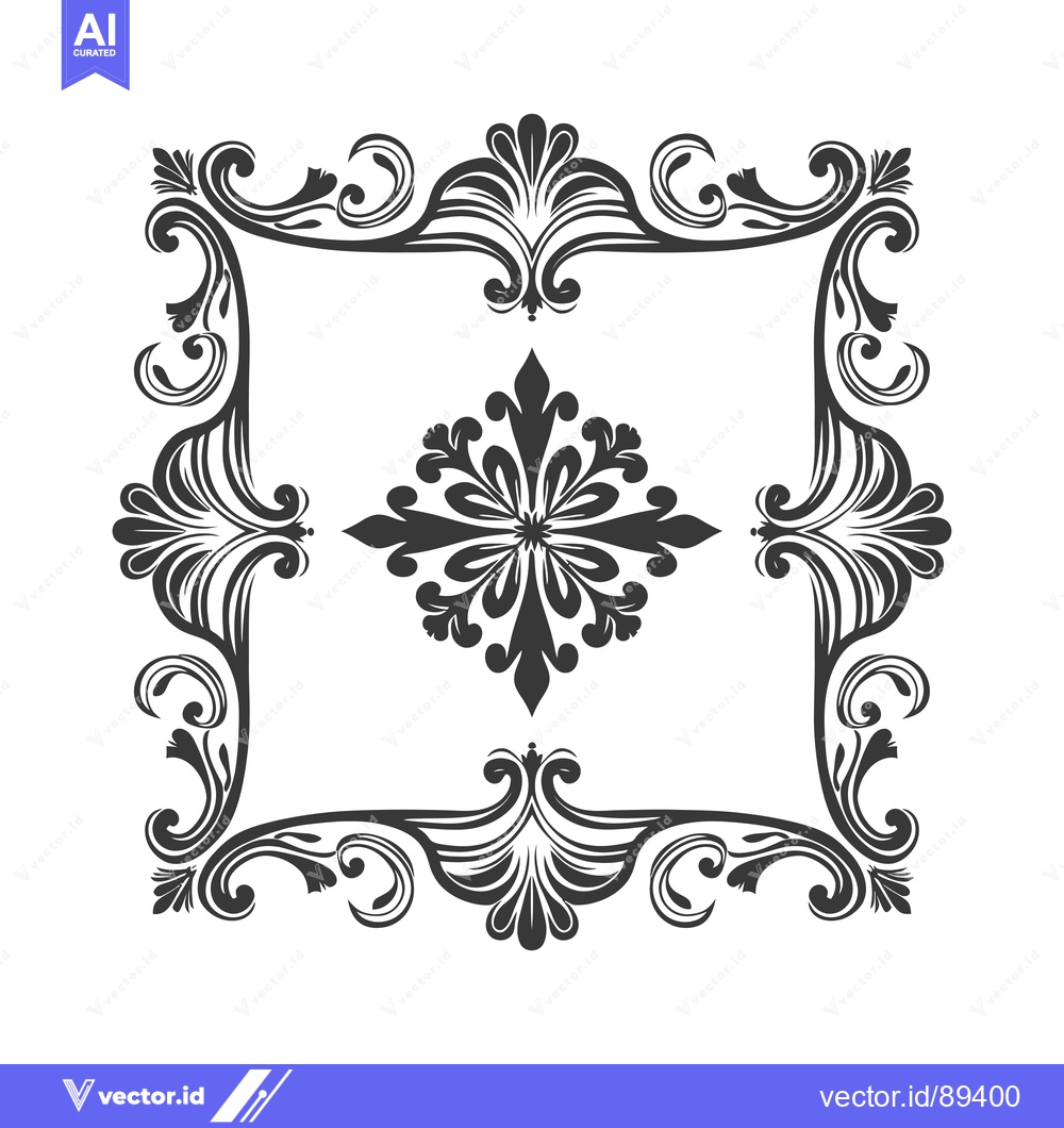 Premium Vector dari Ornamental Frame with a Floral Centerpiece