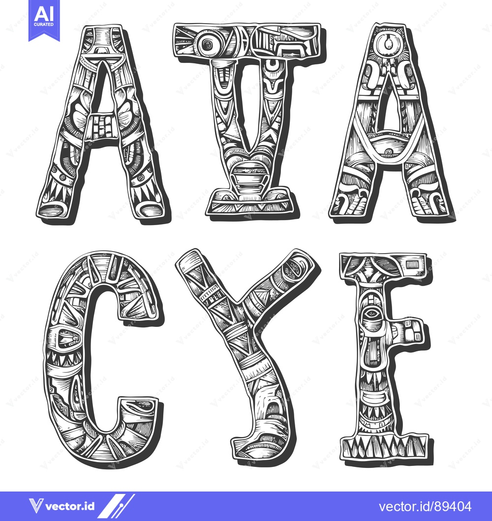 Premium Vector of Ornamental Hand-Drawn Letters A, I, A, C, Y, F