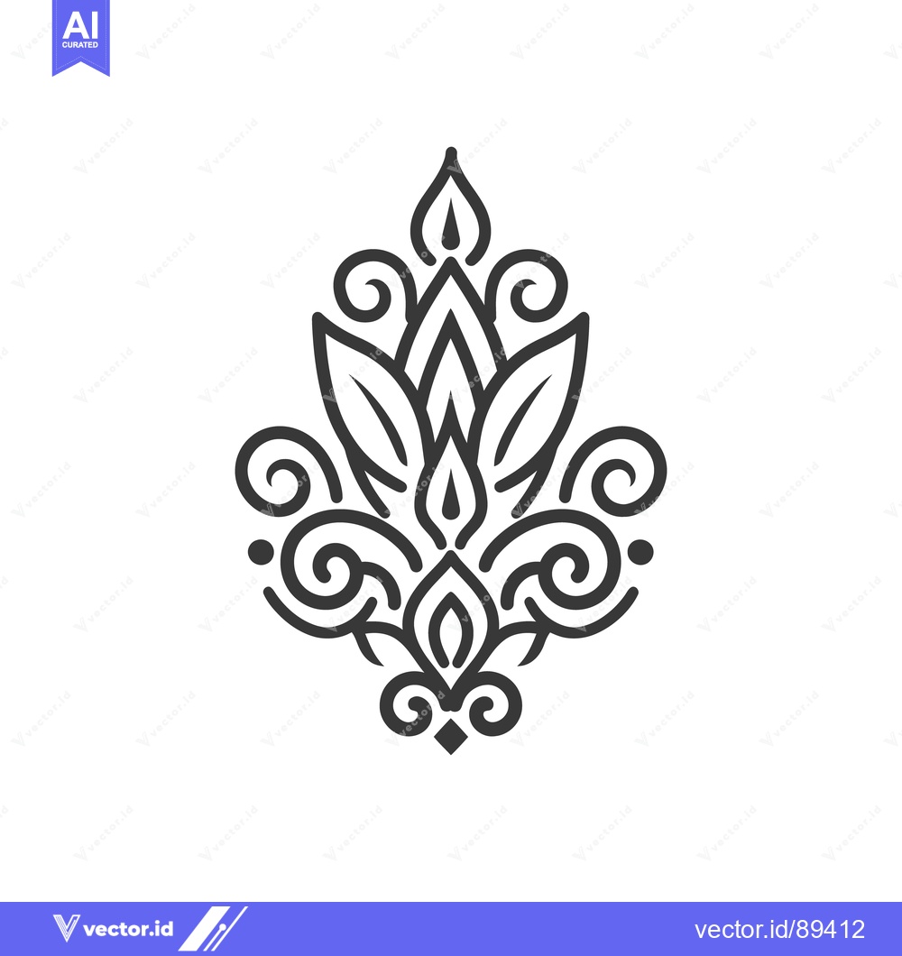 Premium Vector of A symmetrical stylized floral emblem design with detailed lines