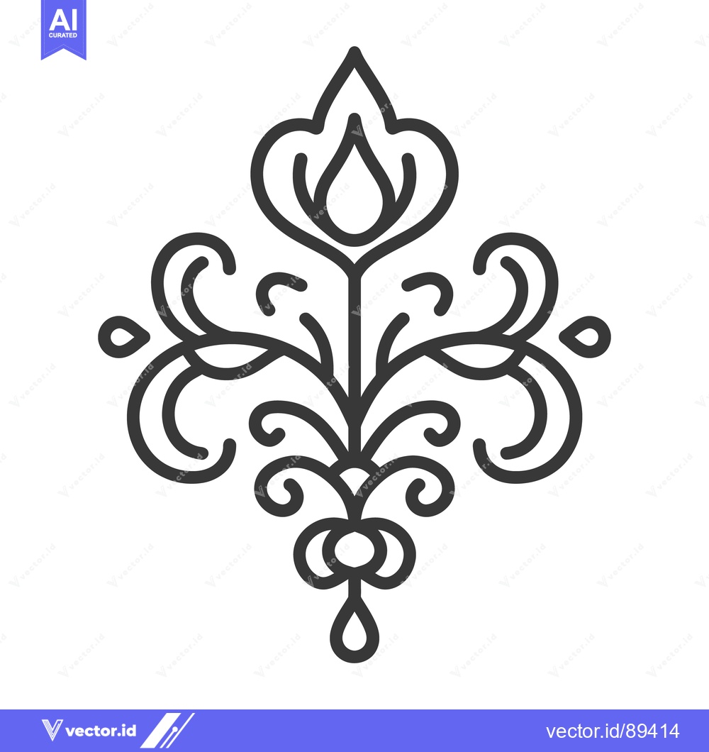 Premium Vector dari A symmetrical black and white floral illustration with elegant details