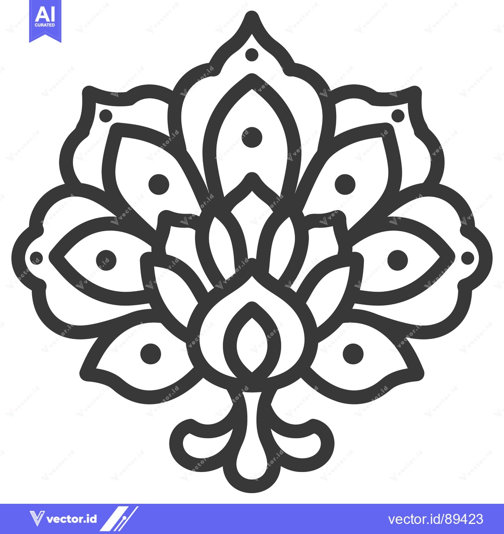 Premium Vector of A detailed black and white floral design featuring symmetrical petals