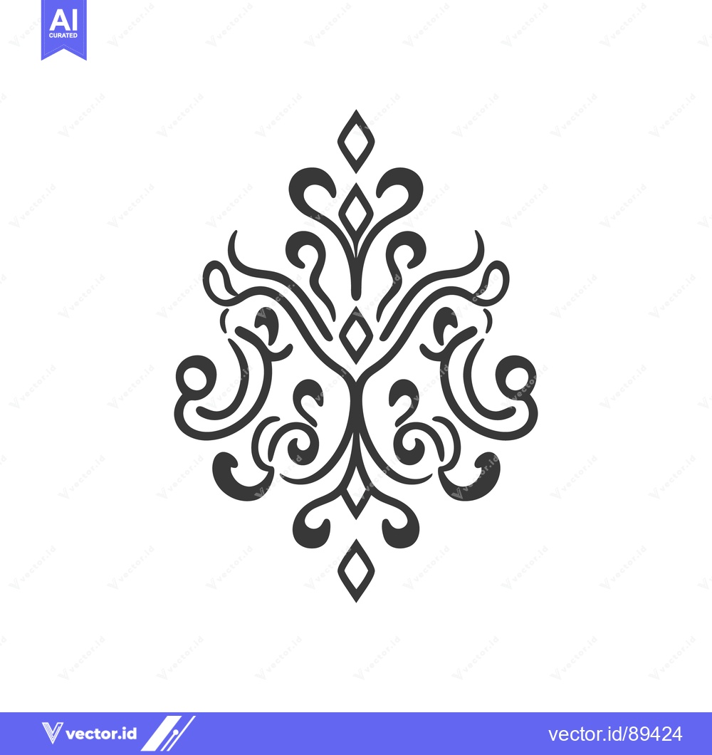 Premium Vector of Decorative symmetrical dark floral pattern on a white background
