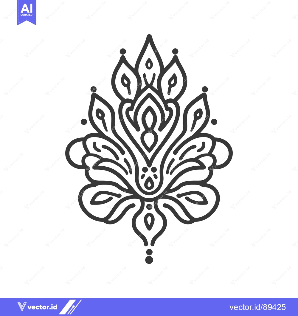 Premium Vector of A symmetrical floral design composed of elegant black lines on white
