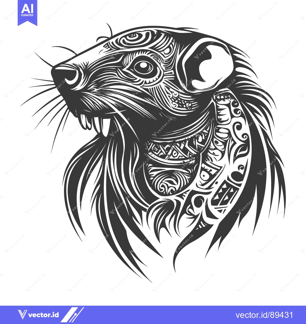 Premium Vector dari Ornamental Rat Head with Intricate Detail