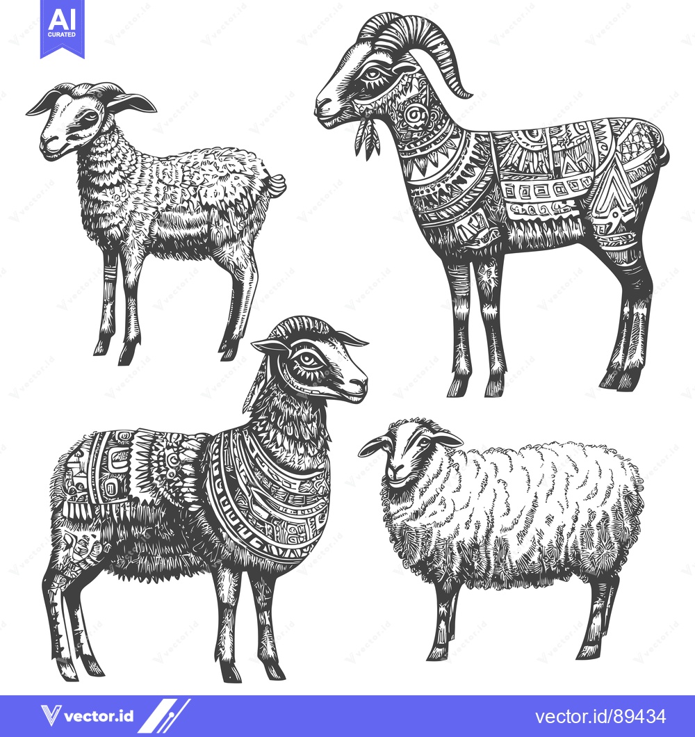 Premium Vector dari Ornamental Sheep and Goats Illustration